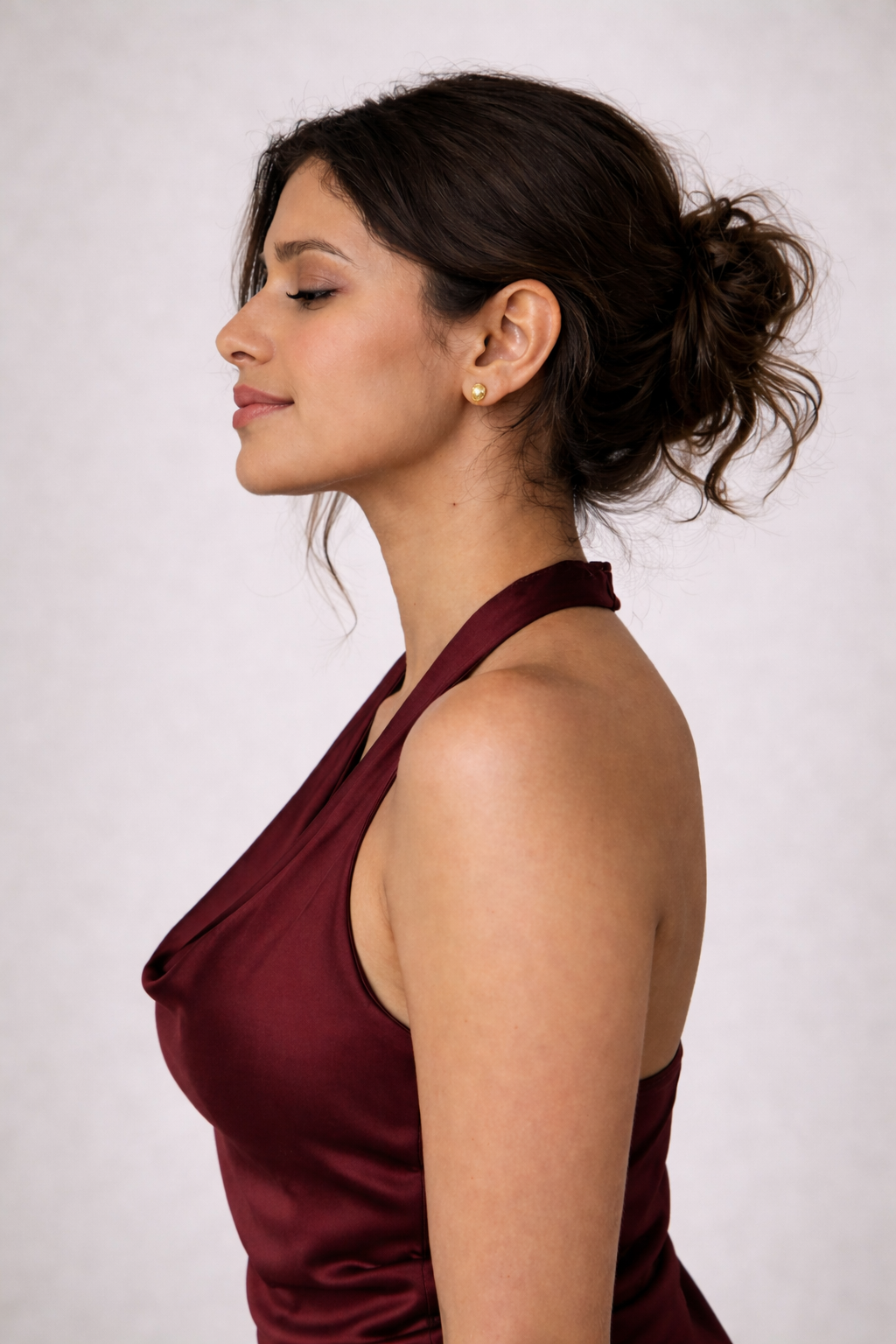 MERLOT WINE HALTER DRESS