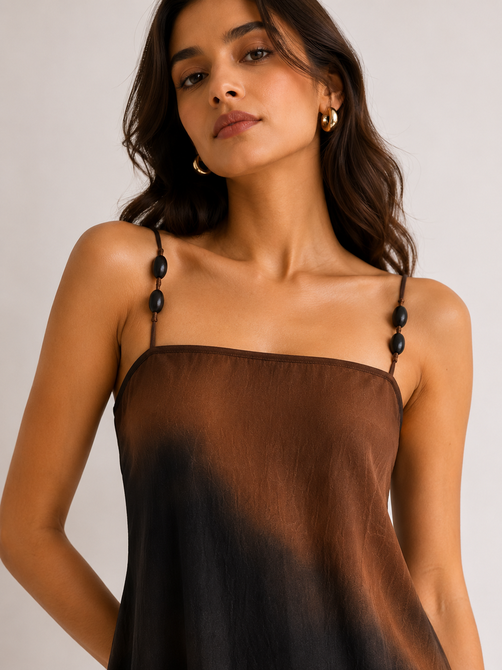 Beaded-strap midi dress