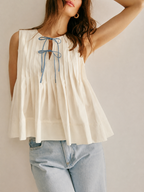 PLEATED TOP WITH BOW TIE