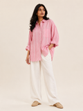 OVERSIZED LOTUS STRIPE LINEN SHIRT