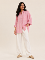 OVERSIZED LOTUS STRIPE LINEN SHIRT