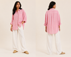 OVERSIZED LOTUS STRIPE LINEN SHIRT