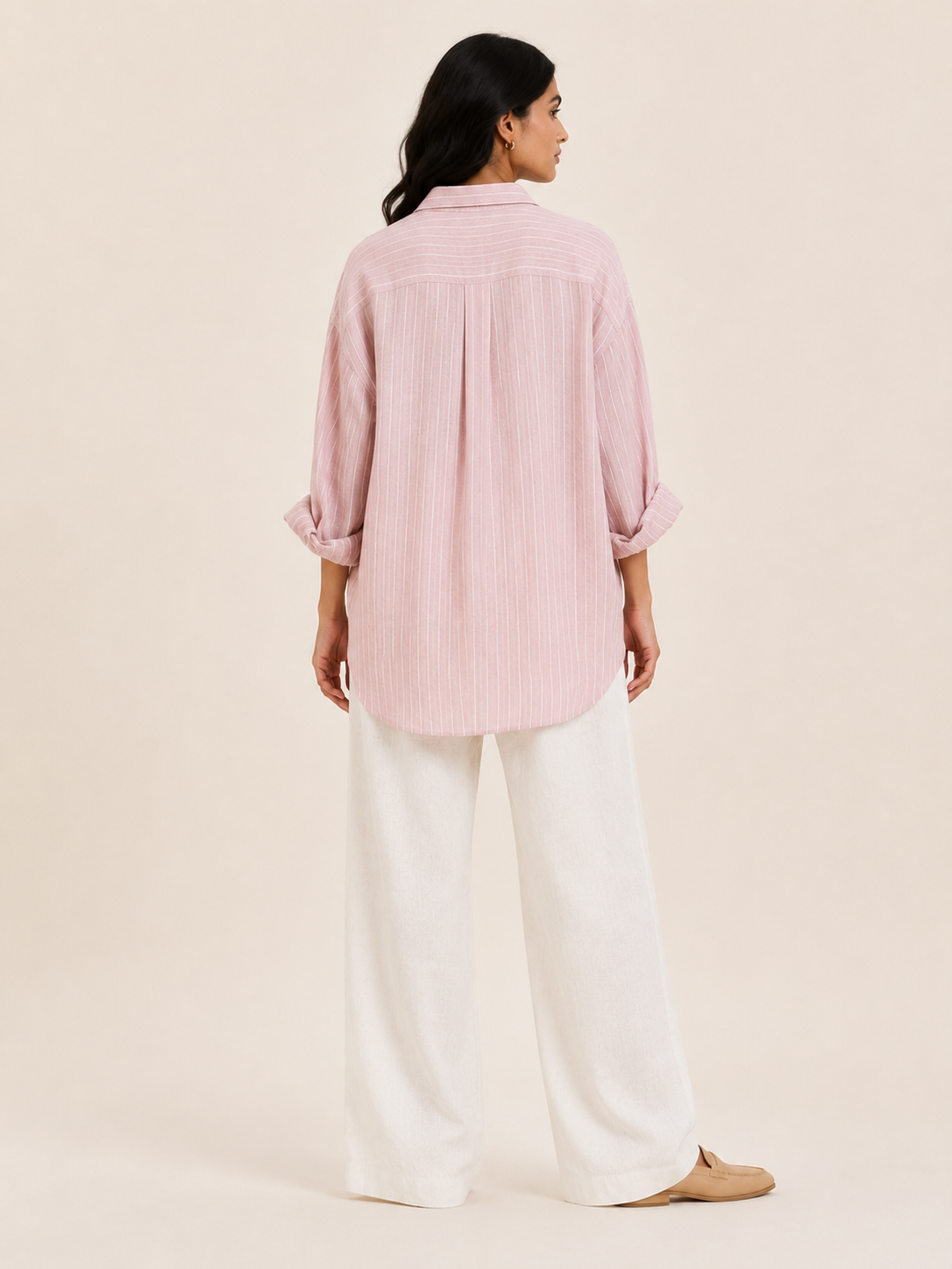 OVERSIZED PINSTRIPE LINEN SHIRT