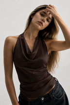 SILK DRIP COWL TOP