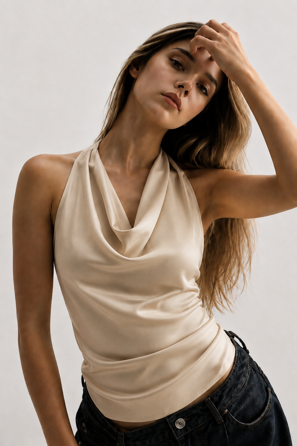 SILK DRIP COWL TOP