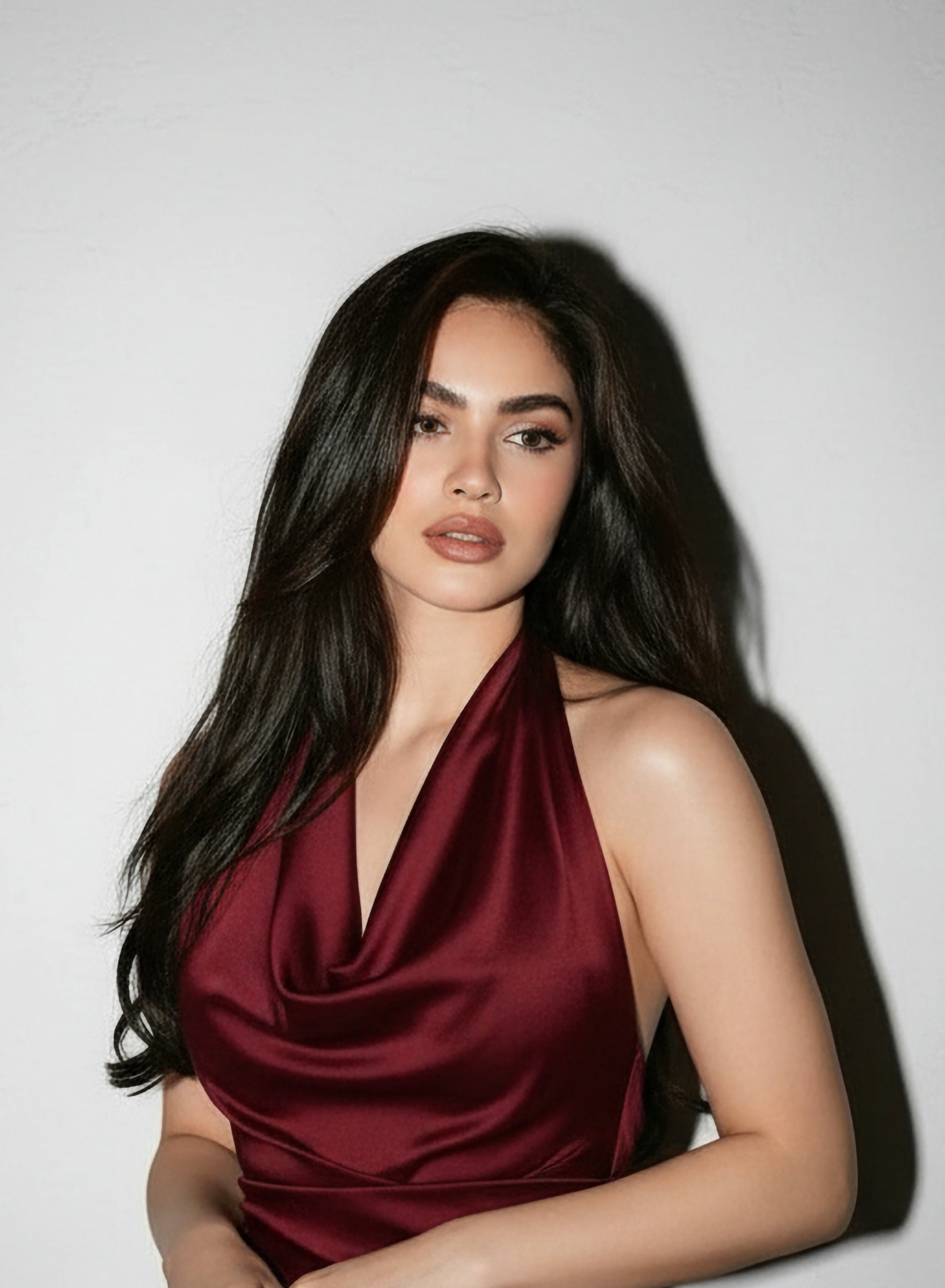 MERLOT WINE HALTER DRESS