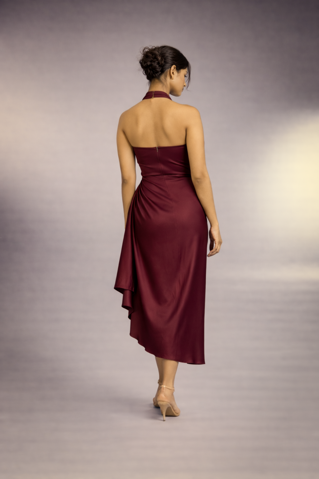 MERLOT WINE HALTER DRESS