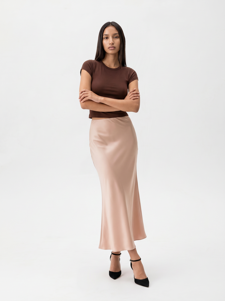 FISHTAIL SATIN SKIRT
